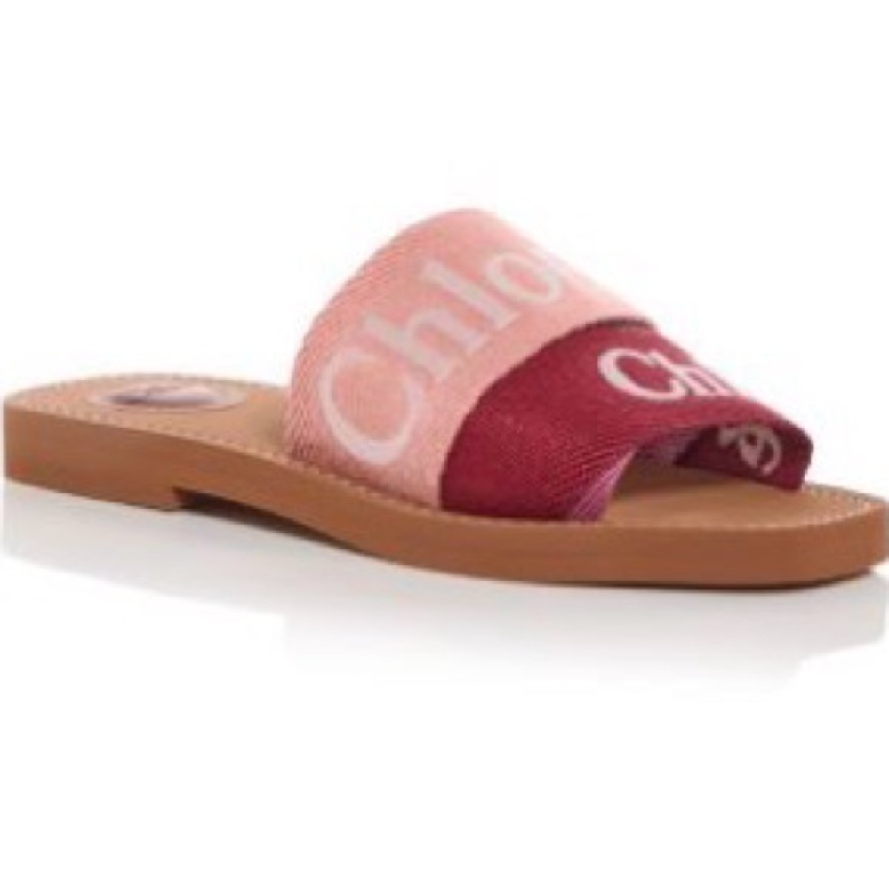 NIB Chloe Dawn Rose Woody Logo Slide Sandals 36